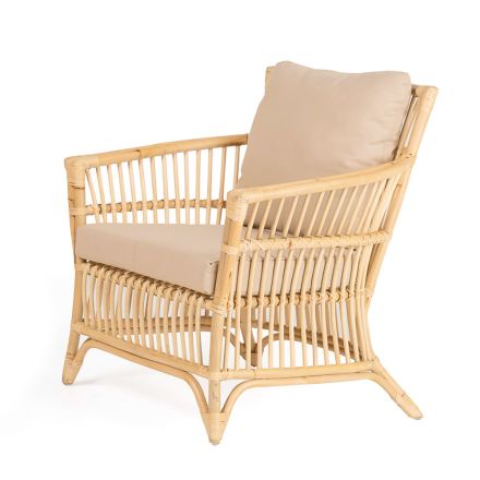 Outdoor-Sessel aus natürlichem Rattan komplett mit Kissen - Bellaria Viadurini