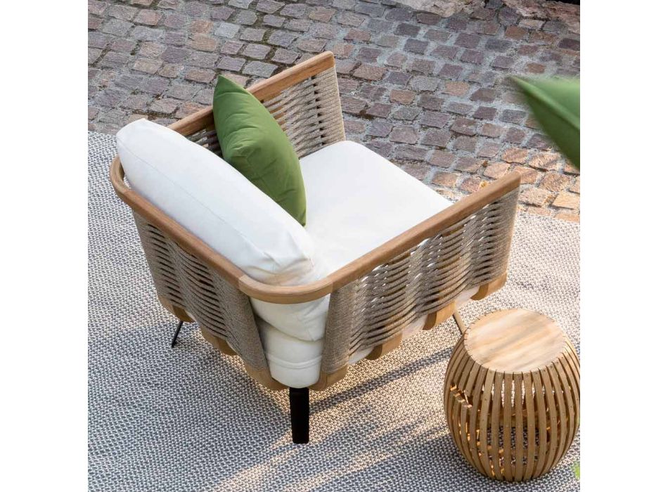 Outdoor-Sessel aus Teakholz mit oder ohne Seil Made in Italy - Taranee Viadurini