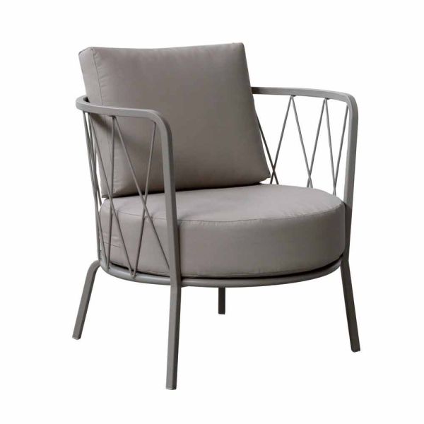 Moderner outdoor-sessel aus lackiertem metall und stoff made in italy - olma