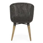 Gartensessel mit Teakbeinen und Stoffsitz, Homemotion – Chantall Viadurini