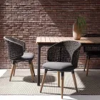 Gartensessel mit Teakbeinen und Stoffsitz, Homemotion – Chantall Viadurini