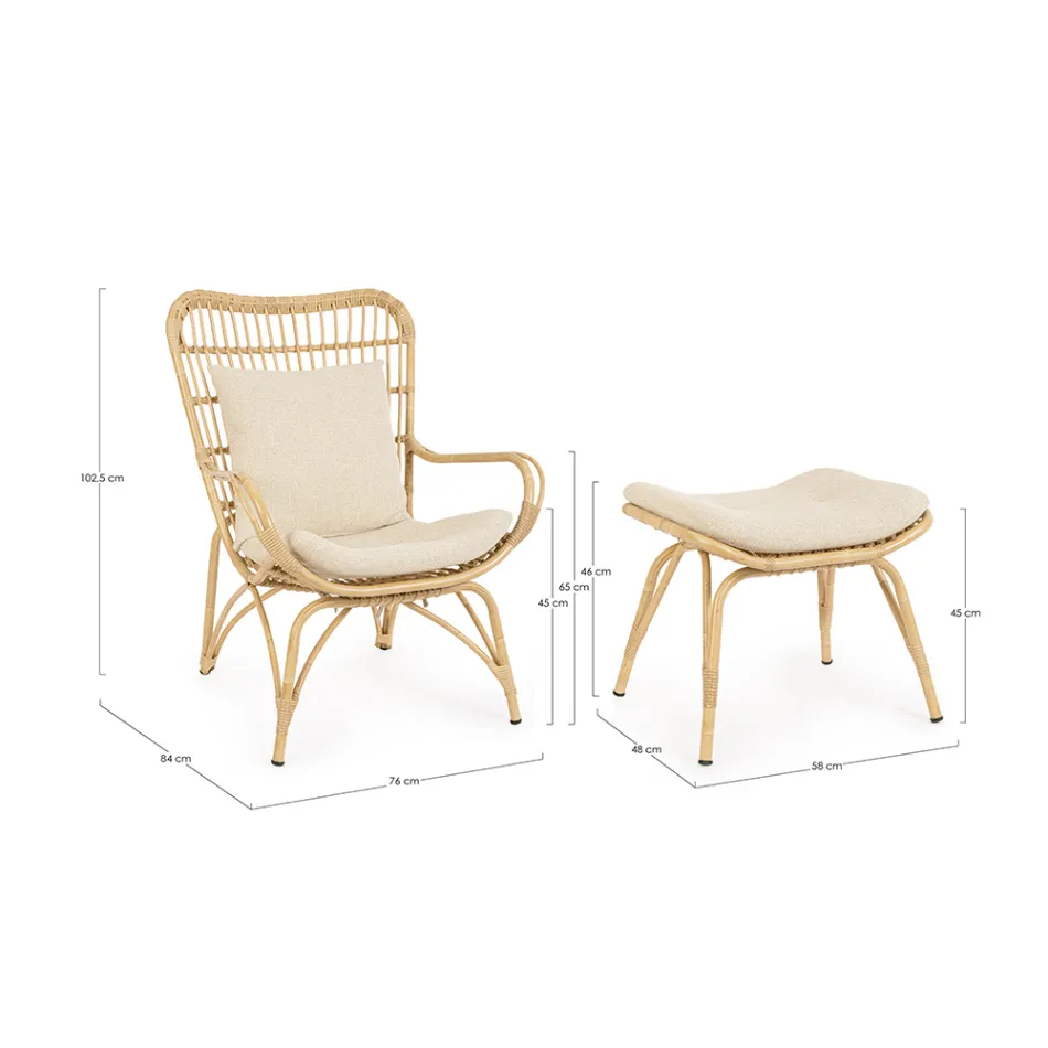 Gartensessel mit Fußstütze und Kunstfasergeflecht - Matter Viadurini