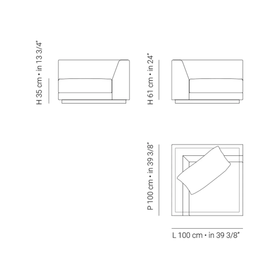 Gartensessel mit rechter Eckstruktur Made in Italy - Rubik Viadurini