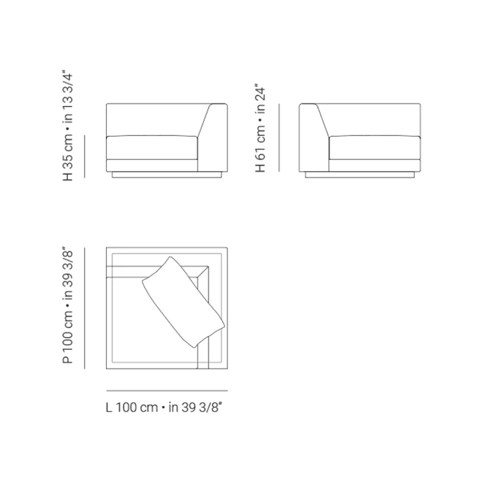 Gartensessel mit linker Eckstruktur Made in Italy - Rubik Viadurini