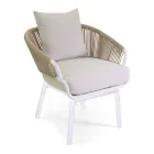 Gartenstuhl mit Aluminiumrahmen und Seilen mit Kissen - Zelt Viadurini