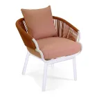 Gartenstuhl mit Aluminiumrahmen und Seilen mit Kissen - Zelt Viadurini