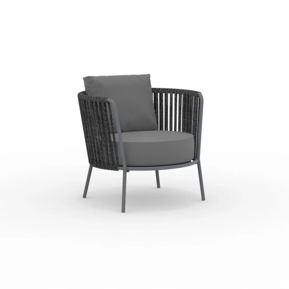 Edelstahl-Gartensessel mit Seilrückenlehne - Luxura Viadurini