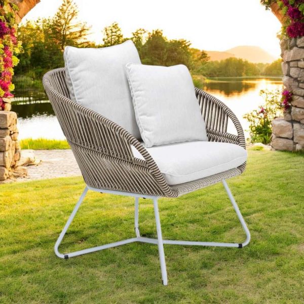 Gartensessel aus aluminium und seilgeflecht - alcor