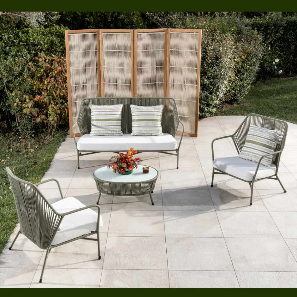 Gartensessel aus Aluminium und Seilgeflecht - Asteria Viadurini