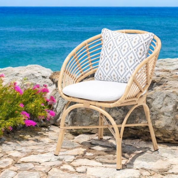 Gartensessel aus aluminium- und polyrattan-geflecht und kissen - ellide