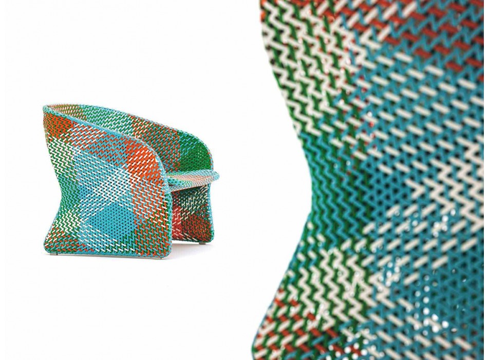 Gartensessel aus farbig geflochtener Kunstfaser - Maat von Varaschin Viadurini