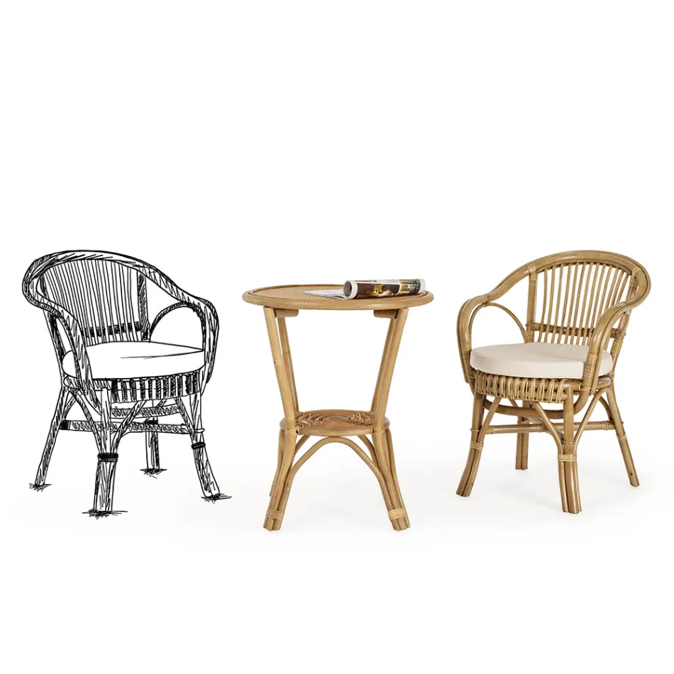 Gartensessel im natürlichen Rattan-Design für den Außenbereich – Sporalizia Viadurini