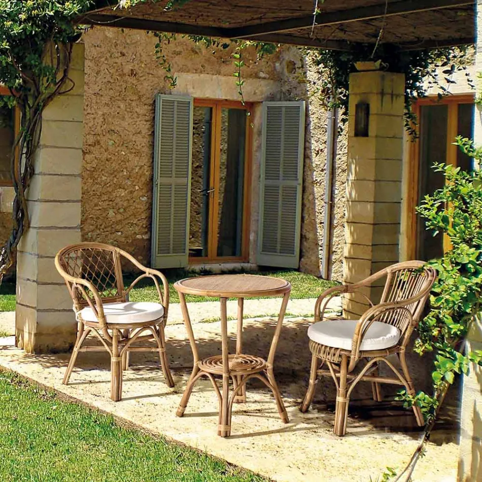 Gartensessel im natürlichen Rattan-Design für den Außenbereich – Sporalizia Viadurini