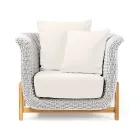 Gartenstuhl aus Teakholz und Seilgeflecht - Arjuna Viadurini