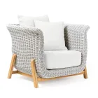 Gartenstuhl aus Teakholz und Seilgeflecht - Arjuna Viadurini