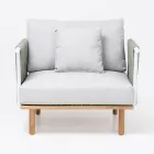 Gartensessel aus Teakholz, Seilgeflecht und Kissen - Bellatrix Viadurini