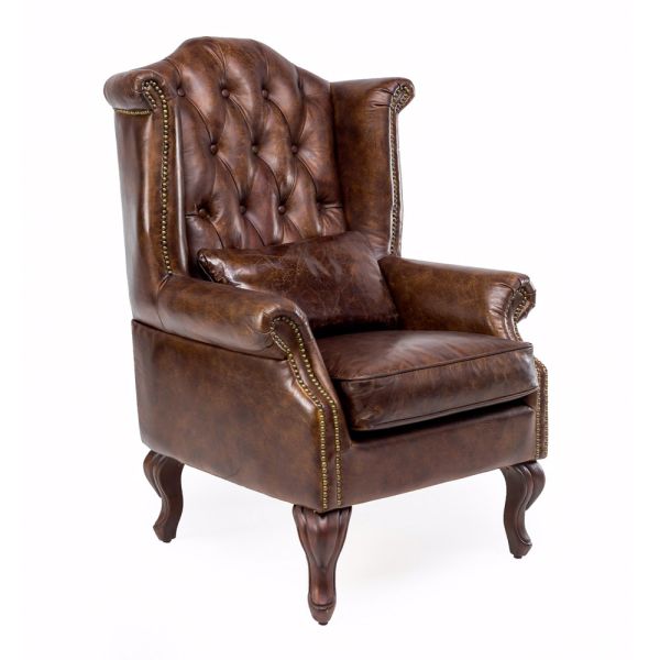 Indoor-sessel aus vintage-leder mit gealterter wirkung - stempel
