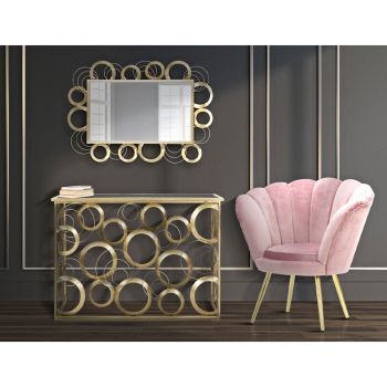 Design-Wohnsessel aus Samt mit goldenen Eisenfüßen - Annina