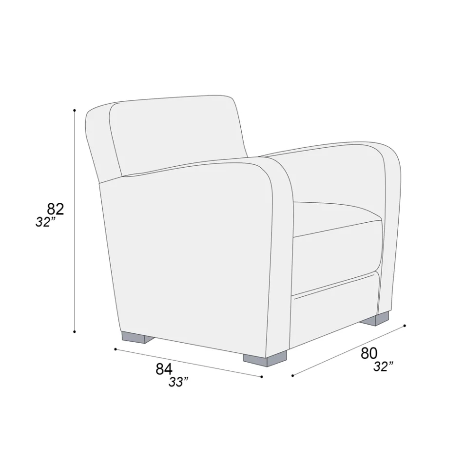 Wohnzimmersessel aus Holz, Leder und Metall Made in Italy - Burlesco Viadurini