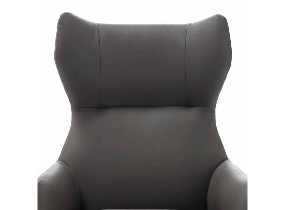 Leder Lounge Chair mit lackierten Metallfüßen Made in Italy - Walnuss Viadurini