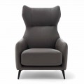 Leder Lounge Chair mit lackierten Metallfüßen Made in Italy - Walnuss