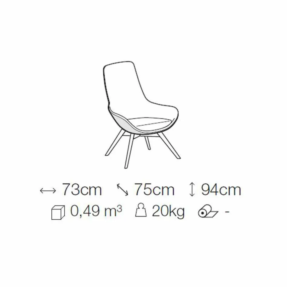 Wohnzimmer Sessel aus Leder und Stoff mit Holzsockel Made in Italy - Ama Viadurini