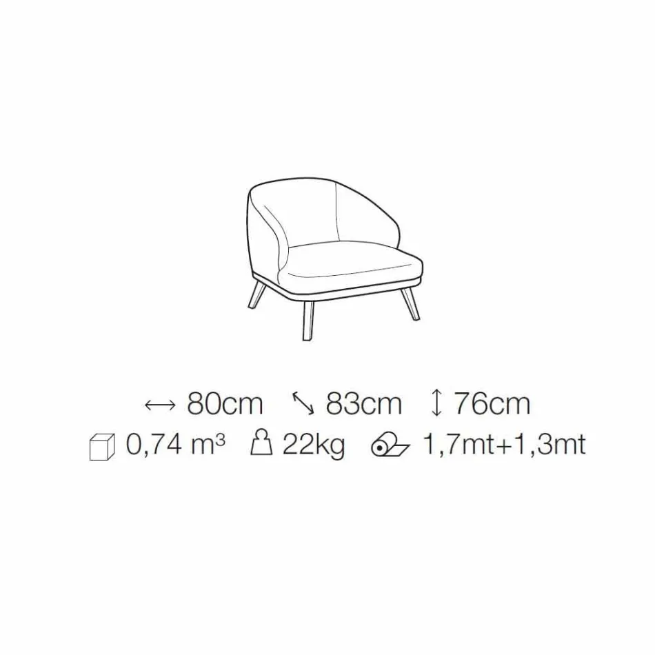 Stoff Lounge Chair mit Massivholzsockel Made in Italy - Pepina Viadurini