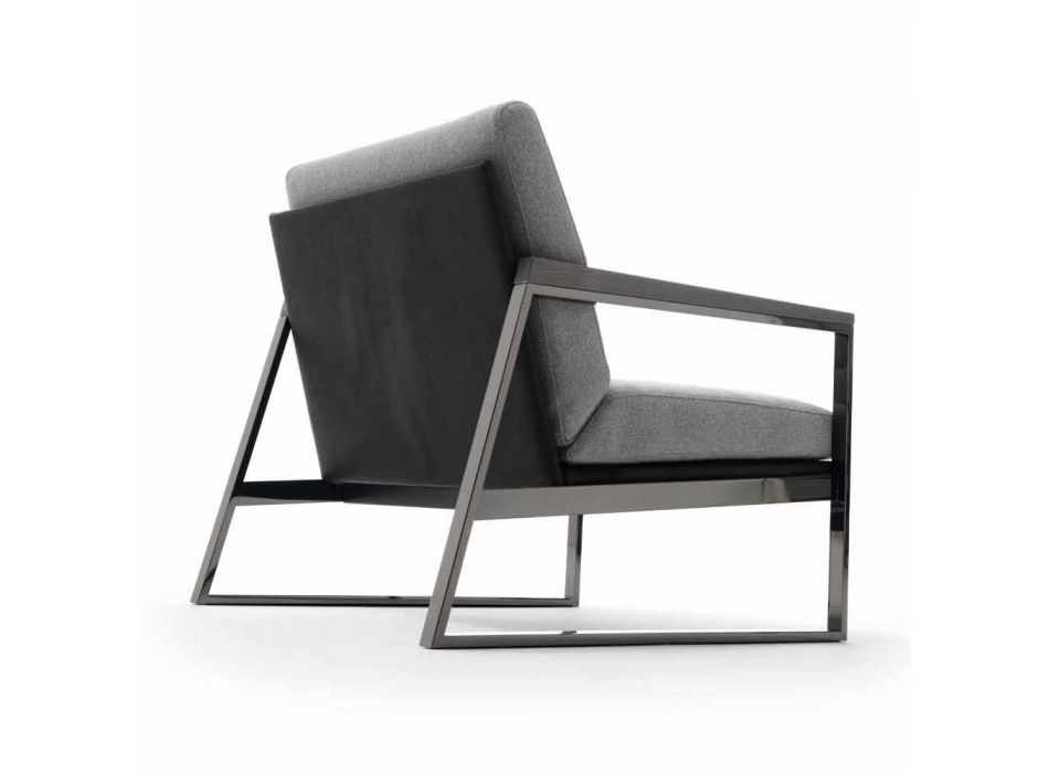 Wohnzimmer Sessel aus Stoff, Leder und Edelmetall Made in Italy - Milla Viadurini