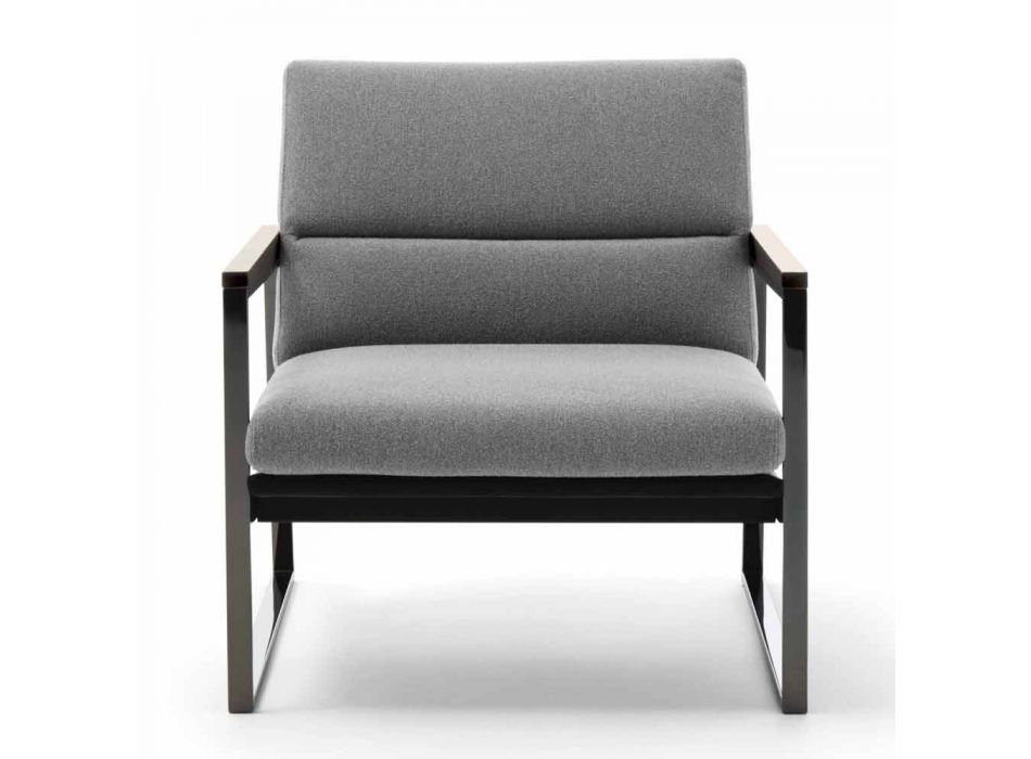 Wohnzimmer Sessel aus Stoff, Leder und Edelmetall Made in Italy - Milla Viadurini