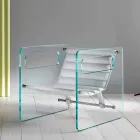 Wohnzimmersessel aus Glas und Sitz aus weißem Leder Modernes Design - Tecna Viadurini