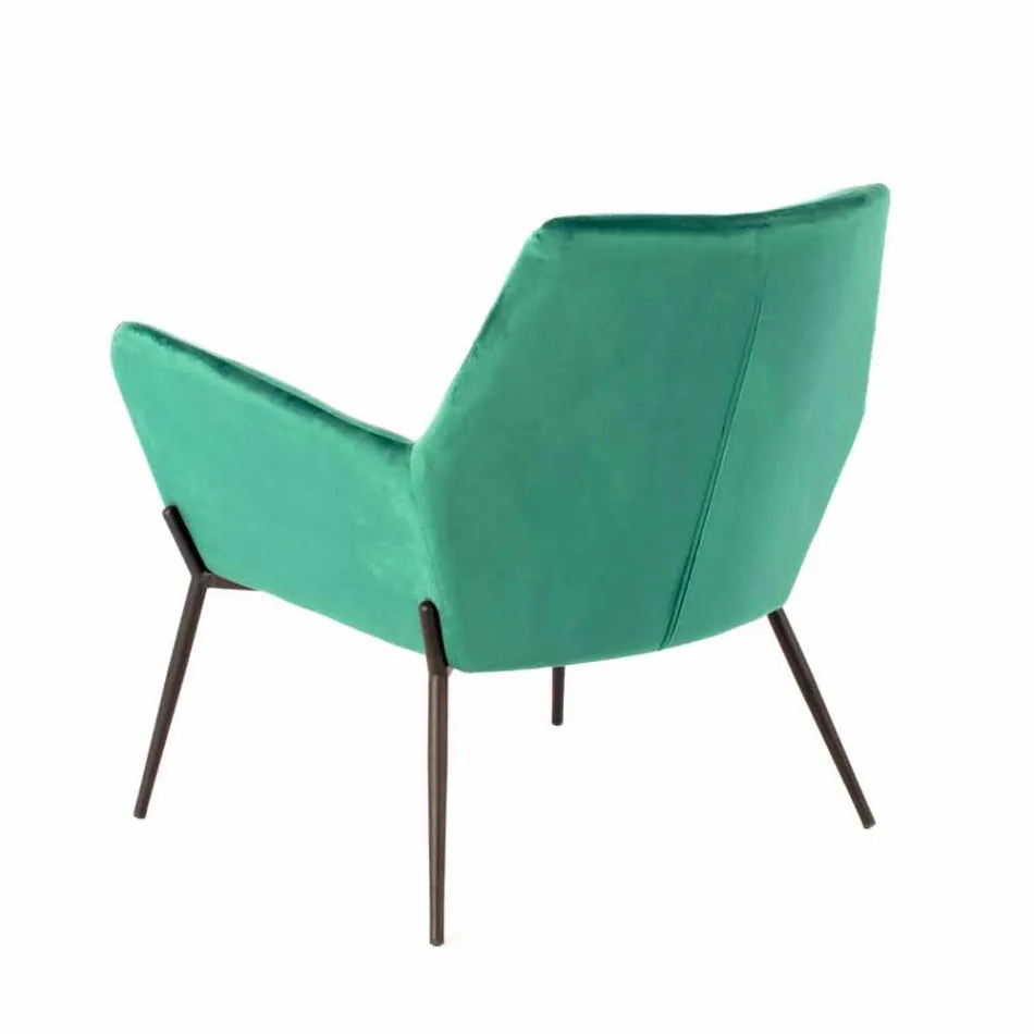 Moderner Lounge Chair aus petrolgrünem Samt und schwarzem Metall - getönt Viadurini