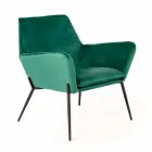 Moderner Lounge Chair aus petrolgrünem Samt und schwarzem Metall - getönt Viadurini