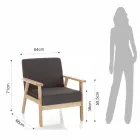 Wohnzimmersessel aus massivem Kiefernholz und dunkelgrauem Stoff - Basilicata Viadurini