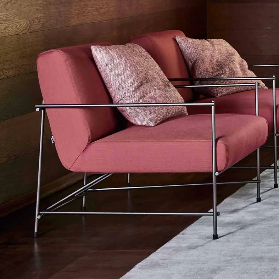 Stoff Wohnzimmer Sessel mit Metallstruktur Made in Italy - Manila Viadurini