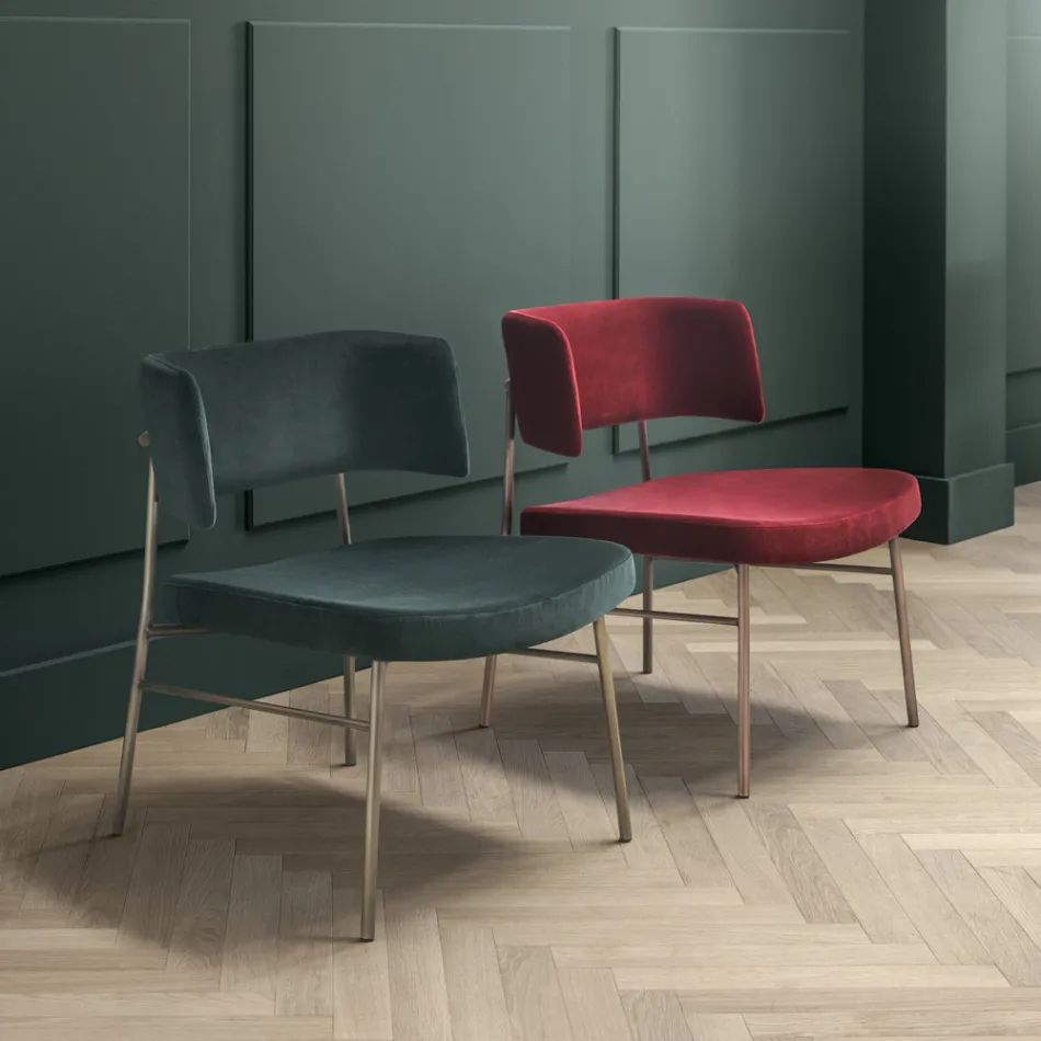 Wohnzimmersessel aus Samt mit Metallstruktur, hergestellt in Italien – Alaska Viadurini