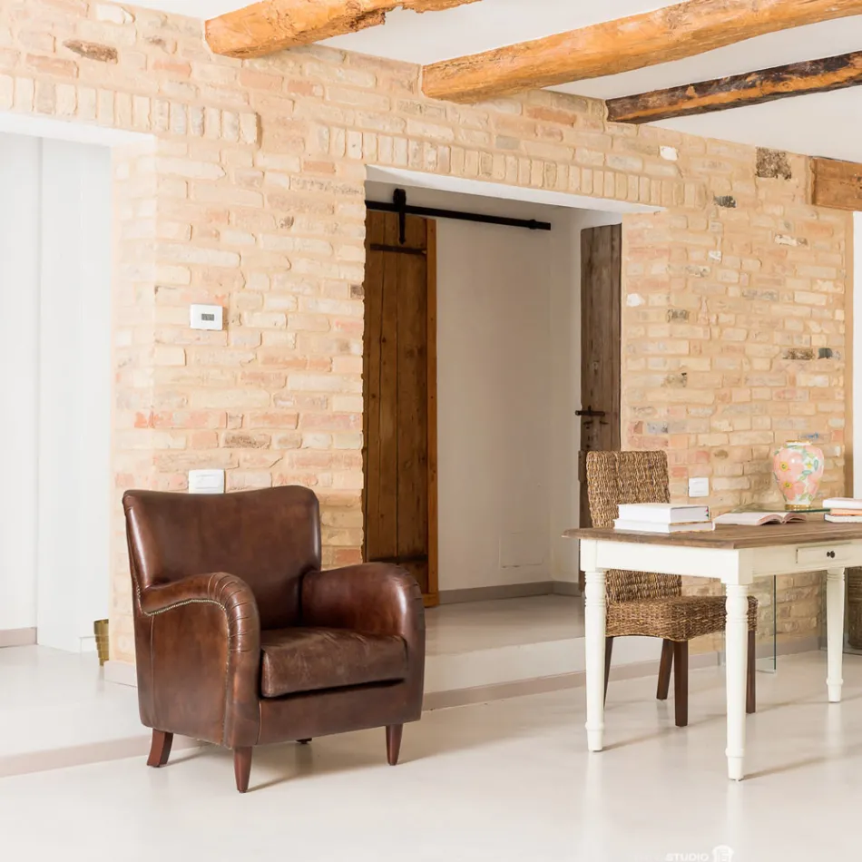 Wohnzimmersessel aus Vintage-Leder mit gealterter Wirkung - Stempel Viadurini