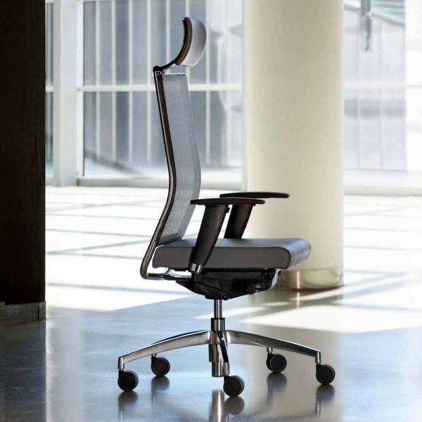 Ergonomischer bürodrehstuhl mit rollen und kopfstütze - gimiglia