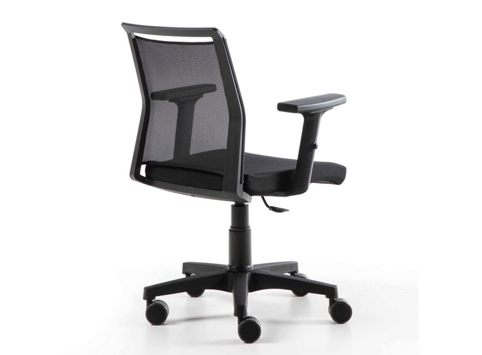 Drehbarer Büro-Sessel aus technischem Stoff und schwarzem Netz - Daria Viadurini