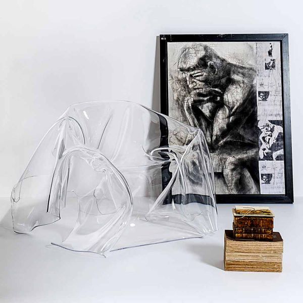 Moderner design-sessel aus transparentem plexiglas paris, hergestellt in italien