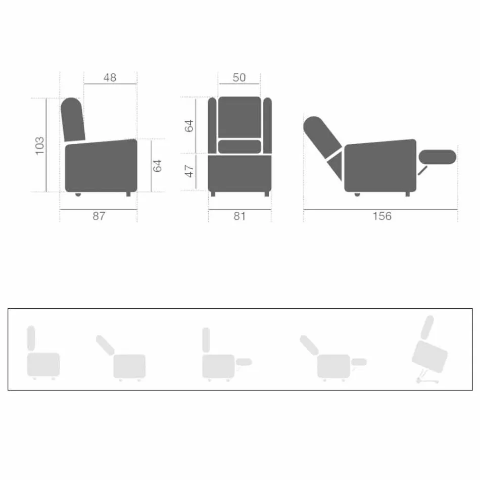 Elektrischer Sessel mit Hub- und Entspannungsfunktionen mit 2 Motoren Made in Italy - Marlene Viadurini