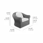 Outdoor-Sessel aus gewebtem synthetischem Rattan und weißem oder Ecru-Stoff - Yves Viadurini