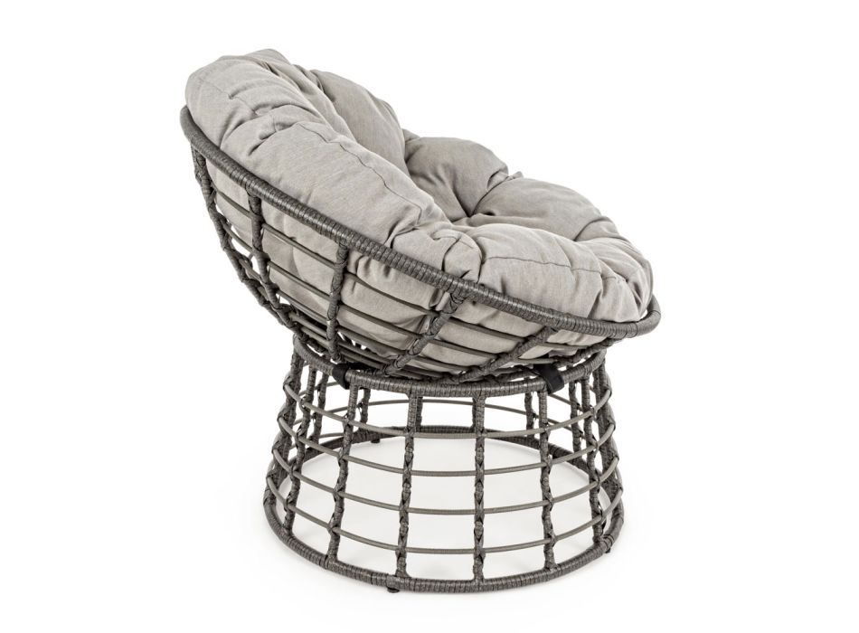 Moderner Outdoor-Sessel aus Stahl und Kunstfaser mit Kissen – Moraviglia Viadurini