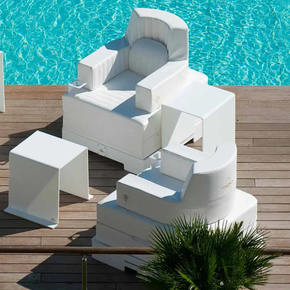 Schwimmdock Sessel Trona weißes Design Luxus, made in Italy Viadurini