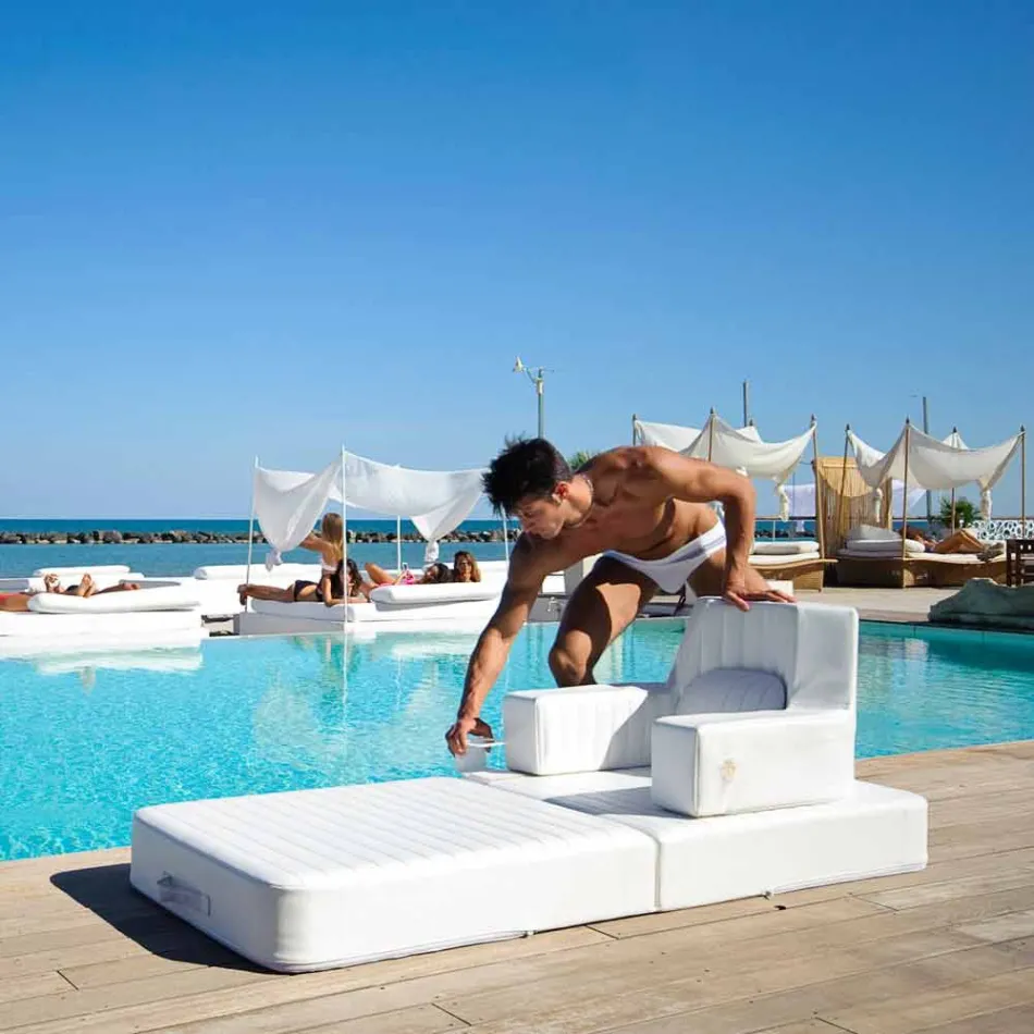 Schwimmdock Sessel Trona weißes Design Luxus, made in Italy Viadurini
