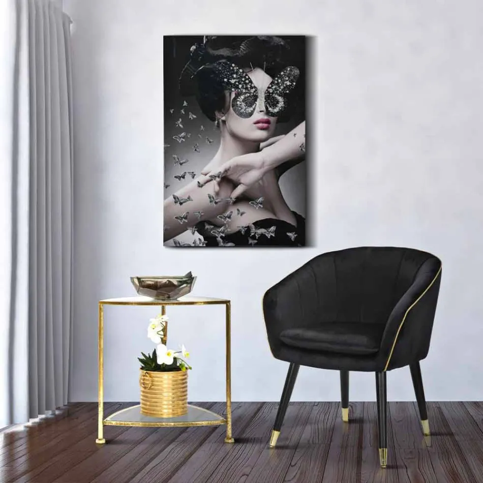 Gepolsterter Sessel aus Holz und Stoff im modernen Design - Maddy Viadurini