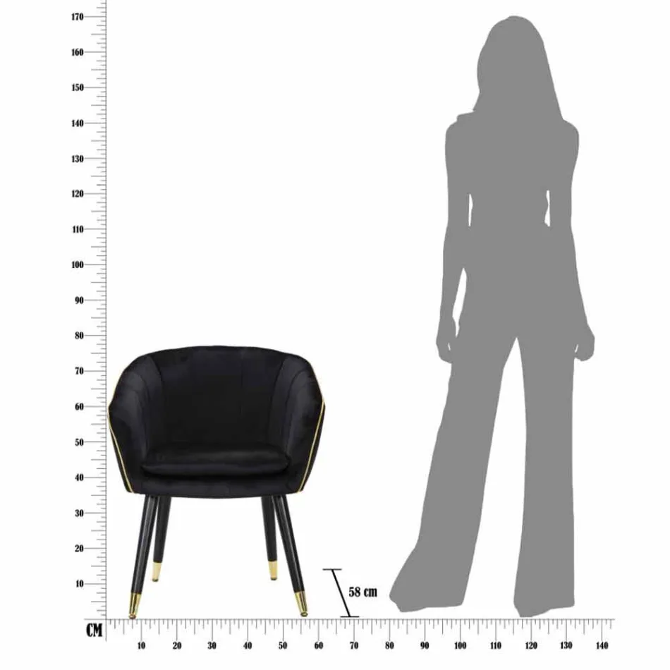 Gepolsterter Sessel aus Holz und Stoff im modernen Design - Maddy Viadurini