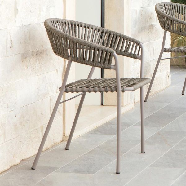 Stapelbarer gartensessel aus stahl und seil made in italy 2 stück - ragnar