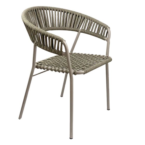 Stapelbarer gartensessel aus stahl und seil made in italy 2 stück - ragnar