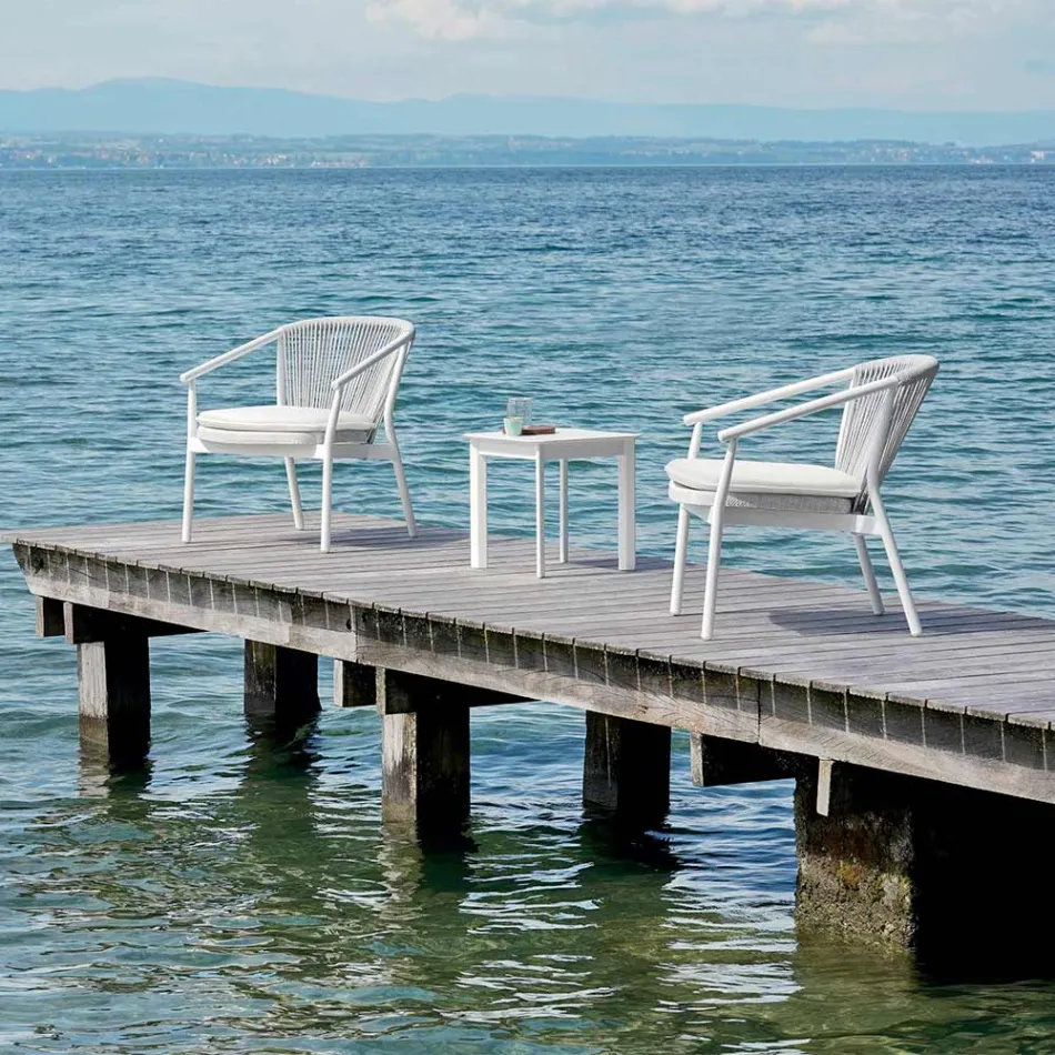 Stapelbarer Gartensessel aus Aluminium und Stoff - Smart By Varaschin Viadurini