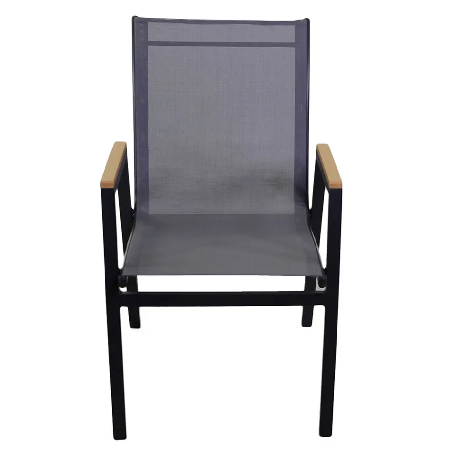 Aluminium und Textilene Sessel mit Polywood Armlehnen - Diary Viadurini